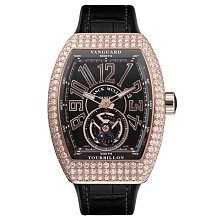 Franck Muller Vanguard Tourbillon 45 mm V 45 T D Diamond Rose Gold Black Leather Strap 11828 - фото 13587