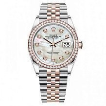 Rolex Datejust 36 White mother-of-pearl set with diamonds 126281RBR 12952 - фото 14829