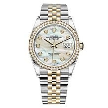 Rolex Datejust 36 White mother-of-pearl set with diamonds 126283RBR 11414 - фото 14830