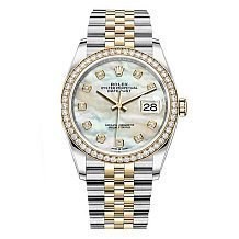 Rolex Datejust 36 White mother-of-pearl set with diamonds 126283RBR 12834 - фото 14831