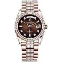 Rolex Day-Date 36 Everose gold Bezel set with diamond President Bracelet 128345rbr-0041 12577 - фото 15207