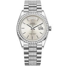 Rolex Day-Date 36 White gold Bezel set with diamond President Bracelet 128349rbr-0013 12549 - фото 15210