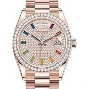 Rolex 128345RBR Diamond-paved rainbow sapphires 10316